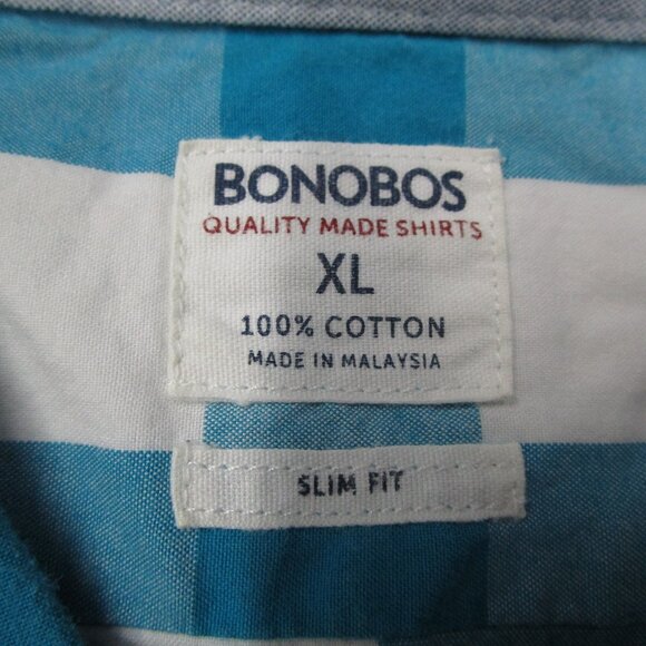 Bonobos Shirt Mens XL Slim Fit Blue Check Long Sleeve Button Up Casual Work - Picture 3 of 10